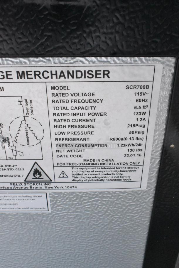 Summit SCR700B Metal Commercial 2 Door Undercounter Cooler Merchandiser. 115 Volts, 1 Phase. - Image 5 of 6