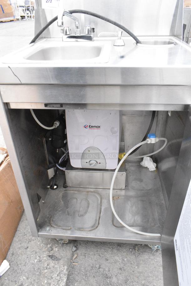 Stainless Steel Portable Single Bay Sink w/ Faucet and Handles on Commercial Casters. - Image 7 of 7
