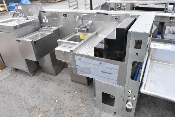 Perlick Stainless Steel Unit w/ 2 Single Bay Sink Bays, Drain Board and Bottle Merchandiser Stand. - Image 2 of 11
