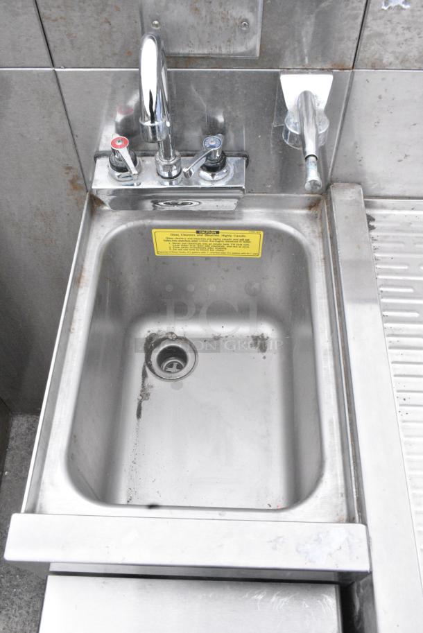 Perlick Stainless Steel Unit w/ 2 Single Bay Sink Bays, Drain Board and Bottle Merchandiser Stand. - Image 10 of 11