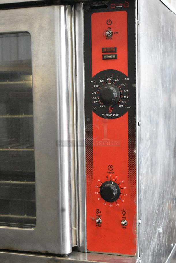2 Vulcan VC4ED Stainless Steel Commercial Electric Powered Full Size Convection Oven w/ View Through Doors, Metal Oven Racks and Thermostatic Controls on Commercial Casters. 240/480 Volts, 3 Phase. 2 Times Your Bid! - Image 3 of 11
