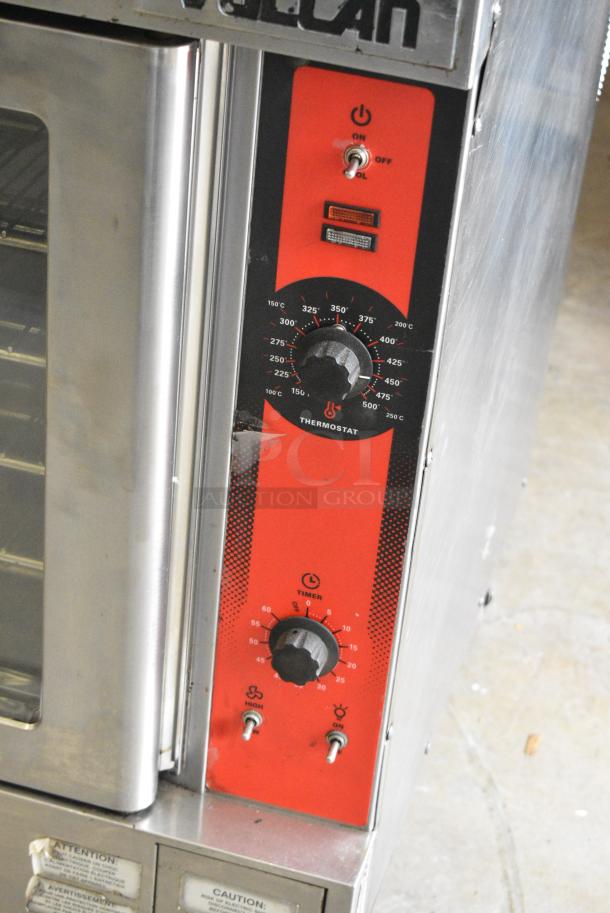 2 Vulcan VC4ED Stainless Steel Commercial Electric Powered Full Size Convection Oven w/ View Through Doors, Metal Oven Racks and Thermostatic Controls on Commercial Casters. 240/480 Volts, 3 Phase. 2 Times Your Bid! - Image 4 of 11