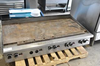 Garland Stainless Steel Commercial Natural Gas Powered Flat Top Griddle.