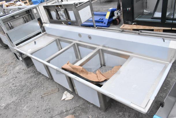 BRAND NEW SCRATCH AND DENT! Regency 600S31824218 Stainless Steel 3 Bay Sink w/ Dual Drain Boards. No Legs. - Image 2 of 8