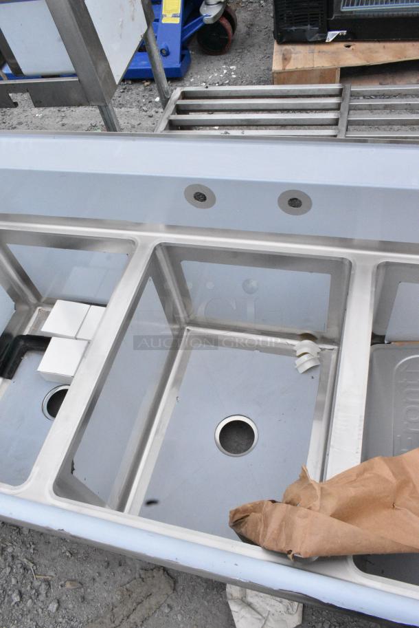 BRAND NEW SCRATCH AND DENT! Regency 600S31824218 Stainless Steel 3 Bay Sink w/ Dual Drain Boards. No Legs. - Image 5 of 8