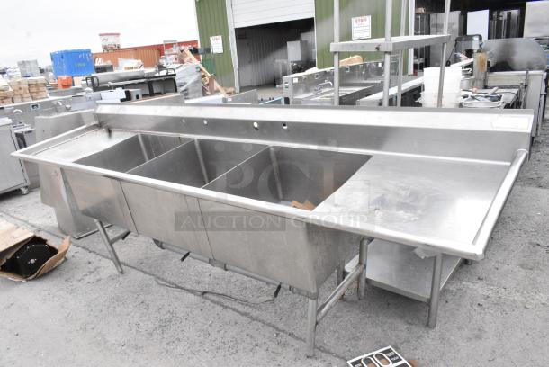 Stainless Steel 3 Bay Sink w/ Dual Drain Boards - Image 2 of 8