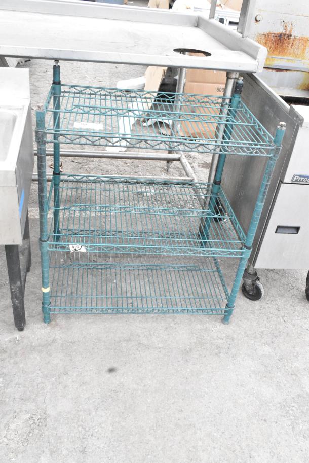 Green Finish 3 Tier Wire Shelving Unit. BUYER MUST DISMANTLE. PCI CANNOT DISMANTLE FOR SHIPPING. PLEASE CONSIDER FREIGHT CHARGES. - Image 2 of 6