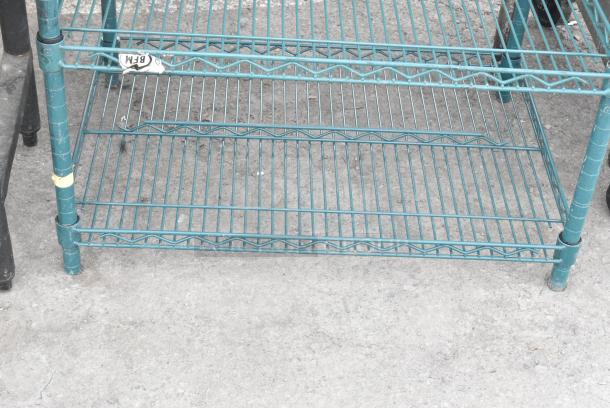 Green Finish 3 Tier Wire Shelving Unit. BUYER MUST DISMANTLE. PCI CANNOT DISMANTLE FOR SHIPPING. PLEASE CONSIDER FREIGHT CHARGES. - Image 3 of 6