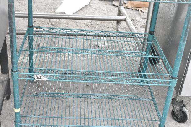 Green Finish 3 Tier Wire Shelving Unit. BUYER MUST DISMANTLE. PCI CANNOT DISMANTLE FOR SHIPPING. PLEASE CONSIDER FREIGHT CHARGES. - Image 4 of 6