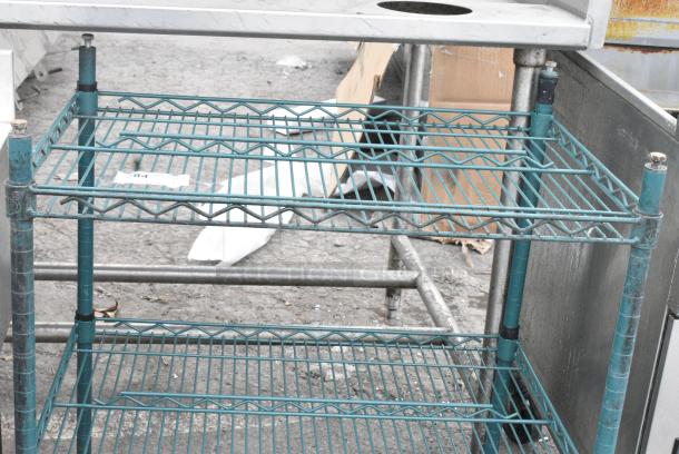 Green Finish 3 Tier Wire Shelving Unit. BUYER MUST DISMANTLE. PCI CANNOT DISMANTLE FOR SHIPPING. PLEASE CONSIDER FREIGHT CHARGES. - Image 5 of 6
