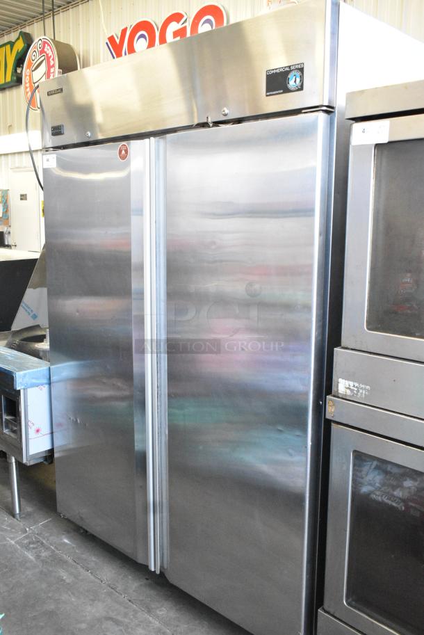 Hoshizaki CR2B-FS Stainless Steel Commercial 2 Door Reach In Cooler on Commercial Casters. 115 Volts, 1 Phase. Tested and Working! - Image 1 of 7