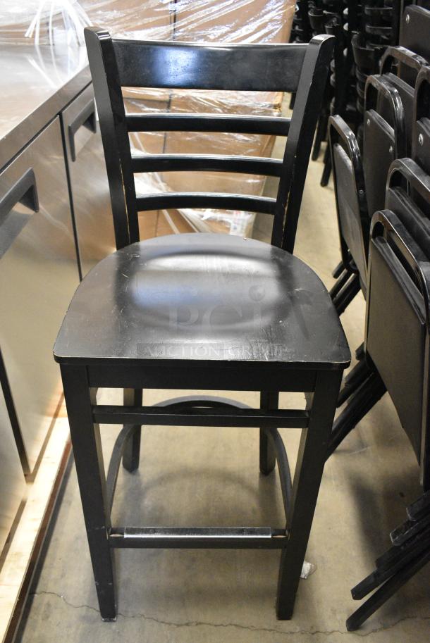 15 Black Wood Pattern Bar Height Chair. 15 Times Your Bid! - Image 1 of 5