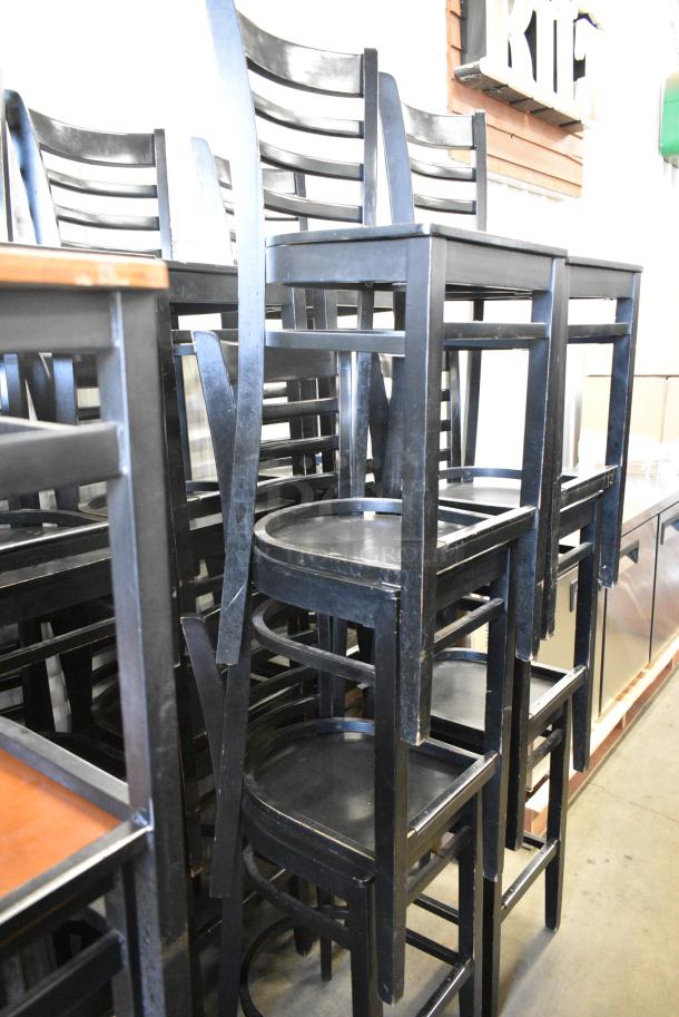 15 Black Wood Pattern Bar Height Chair. 15 Times Your Bid! - Image 2 of 5