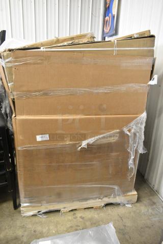 28 BRAND NEW SCRATCH AND DENT! Boxes Including 16430RTFBAW Lancaster Table & Seating 30" Round Thermo-Formed MDF Table Top with Barnwood Finish, 3493030TCB Lancaster Table & Seating 30" x 30" Laminated Square Table Top Reversible Cherry / Black, 600DOS1248 Regency Stainless Steel Double Deck Overshelf - 12" x 48" x 32". 28 Times Your Bid!