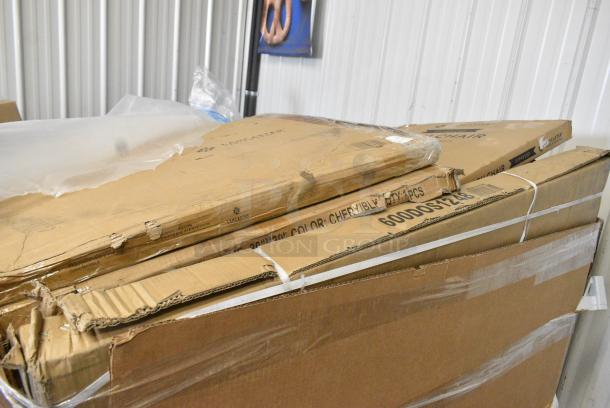 28 BRAND NEW SCRATCH AND DENT! Boxes Including 16430RTFBAW Lancaster Table & Seating 30" Round Thermo-Formed MDF Table Top with Barnwood Finish, 3493030TCB Lancaster Table & Seating 30" x 30" Laminated Square Table Top Reversible Cherry / Black, 600DOS1248 Regency Stainless Steel Double Deck Overshelf - 12" x 48" x 32". 28 Times Your Bid! - Image 9 of 9