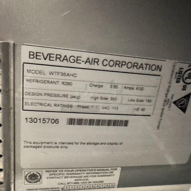 Excellent Condition Beverage-Air WTF36AHC Freezer – 115V – Tested & Working! - Image 10 of 10