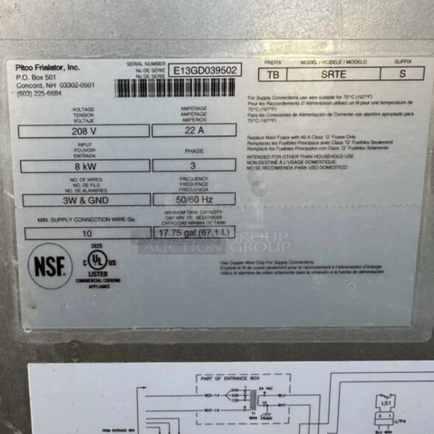 Excellent Condition Pitco TB-SRTE-S Twin Tank Electric Pasta Cooker– 208V – Tested & Working! - Image 4 of 4