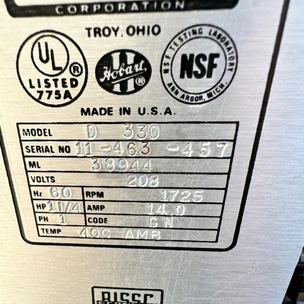 Excellent Hobart D-330 30 Qt Commercial Mixer – 208V – Tested & Working! - Image 8 of 8