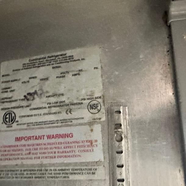 Excellent Condition Continental Refrigerated Prep Table – 115V – Tested & Working! - Image 6 of 6