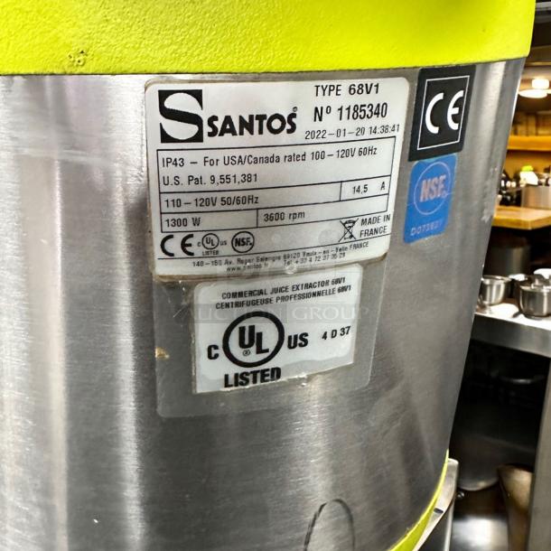 Excellent Condition Santos Type 68V1 Commercial Juice Extractor – 110-120V – Tested & Working! - Image 7 of 7