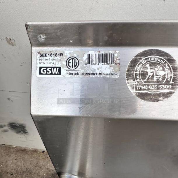 Excellent Condition GSW Stainless Steel Sink with Side Draining Boards – NSF Certified – Tested & Working! - Image 5 of 5