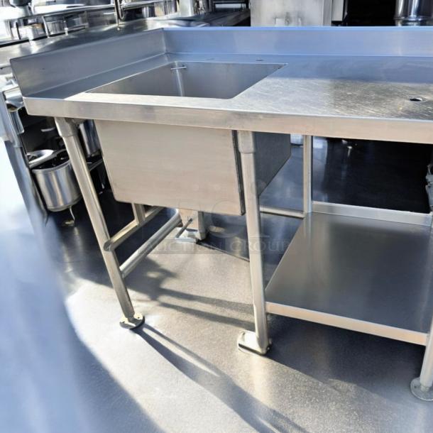 Very Good Stainless Steel Commercial Sink Table with Backsplash - Image 9 of 11