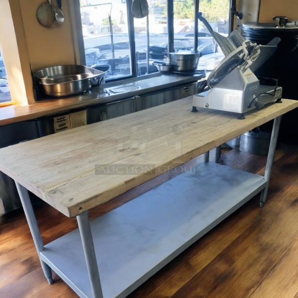 Excellent Heavy-Duty Butcher Block Prep Table with Lower Shelf - Image 2 of 7