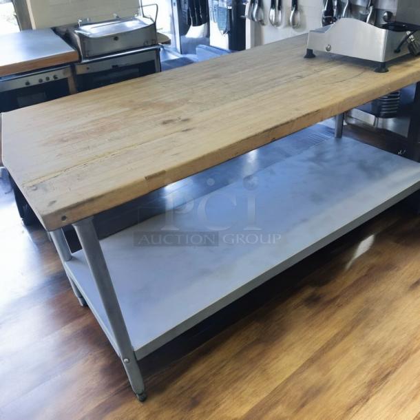 Excellent Heavy-Duty Butcher Block Prep Table with Lower Shelf - Image 3 of 7