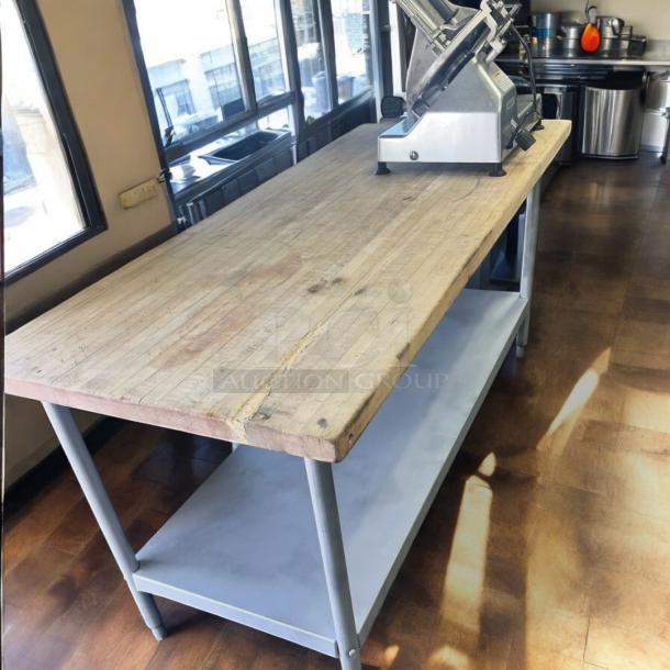 Excellent Heavy-Duty Butcher Block Prep Table with Lower Shelf - Image 4 of 7