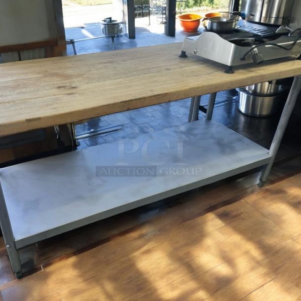 Excellent Heavy-Duty Butcher Block Prep Table with Lower Shelf - Image 7 of 7