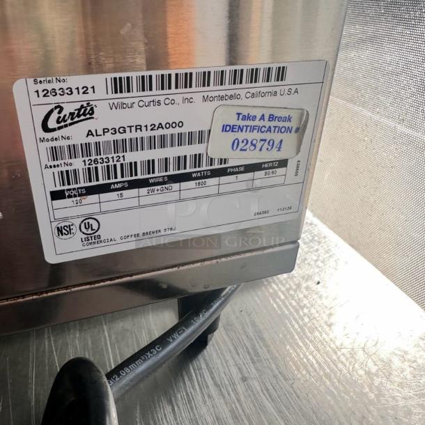Excellent Condition Curtis ALP3GTR12A000 Commercial Coffee Brewer – 120V – Tested & Working! - Image 8 of 8