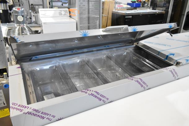 BRAND NEW! 2024 Hoshizaki PR67A Stainless Steel Commercial 67" 2 Door Refrigerated Pizza Prep Table. 115 Volts, 1 Phase. Tested and Working! - Image 4 of 9