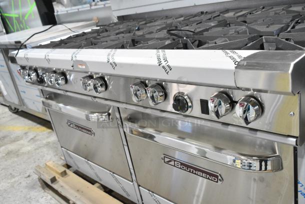 BRAND NEW! Southbend 4601DD Stainless Steel Commercial Propane Gas Powered 10 Burner Range w/ 2 Ovens, Over Shelf and Back Splash. - Image 4 of 10