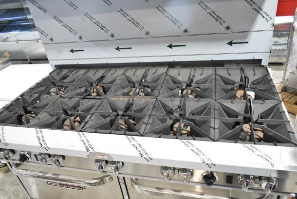 BRAND NEW! Southbend 4601DD Stainless Steel Commercial Propane Gas Powered 10 Burner Range w/ 2 Ovens, Over Shelf and Back Splash. - Image 5 of 10