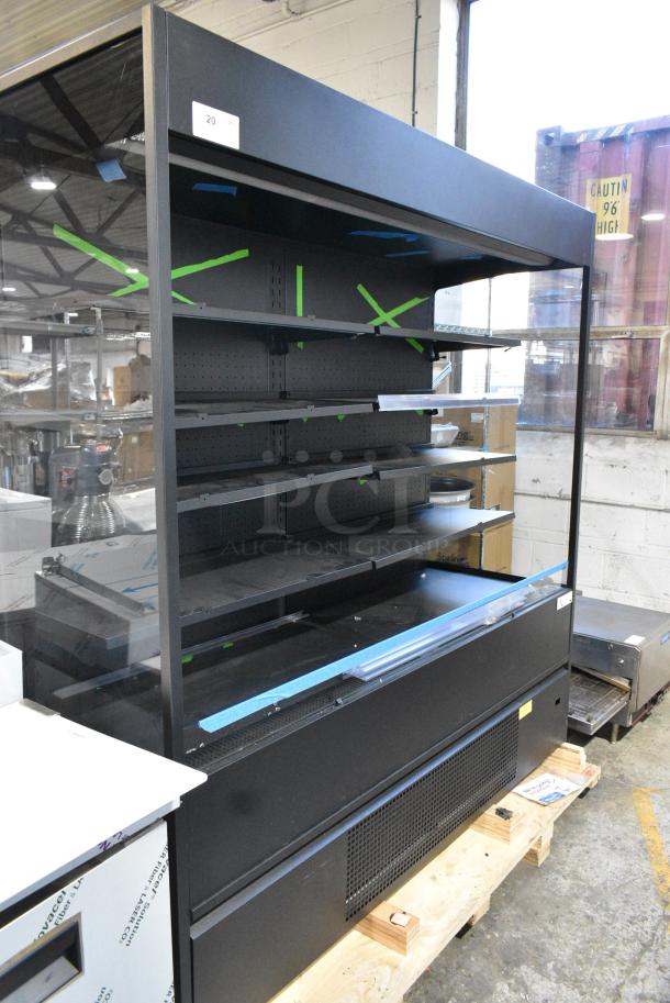 BRAND NEW SCRATCH AND DENT! Avantco 193VOA70B 70 7/8" Black Extra Deep Vertical Open Air Merchandiser with LED Lighting. 115 Volts, 1 Phase. Cannot Test Due To Plug Style - Image 1 of 6