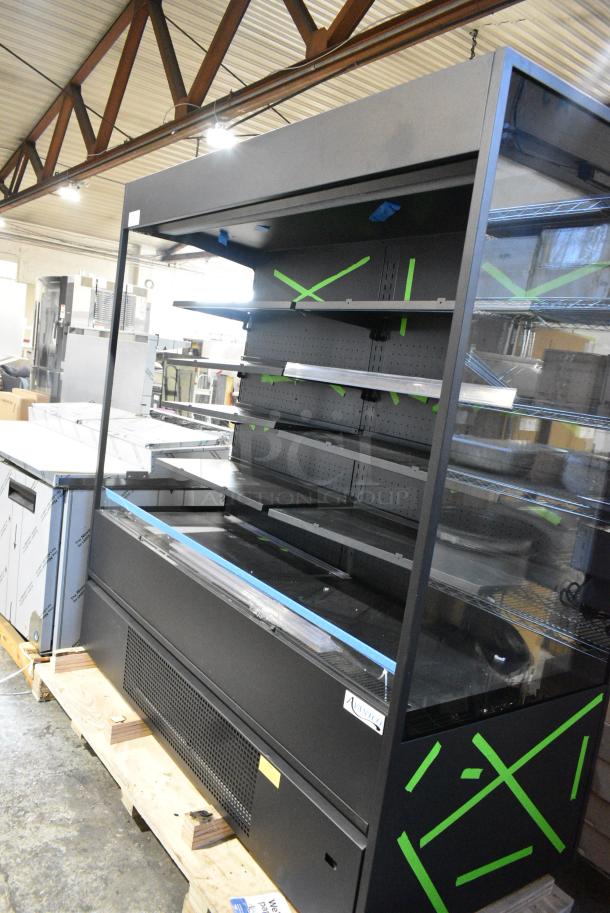 BRAND NEW SCRATCH AND DENT! Avantco 193VOA70B 70 7/8" Black Extra Deep Vertical Open Air Merchandiser with LED Lighting. 115 Volts, 1 Phase. Cannot Test Due To Plug Style - Image 2 of 6