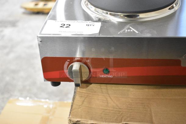 BRAND NEW SCRATCH AND DENT! Avantco 177EB202SBSA Double Burner Solid Top Stainless Steel Portable Electric Side-by-Side Hot Plate. 120 Volts, 1 Phase. - Image 3 of 9