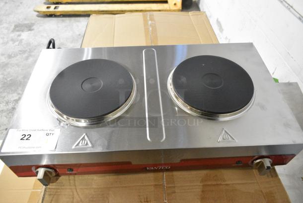 BRAND NEW SCRATCH AND DENT! Avantco 177EB202SBSA Double Burner Solid Top Stainless Steel Portable Electric Side-by-Side Hot Plate. 120 Volts, 1 Phase. - Image 6 of 9