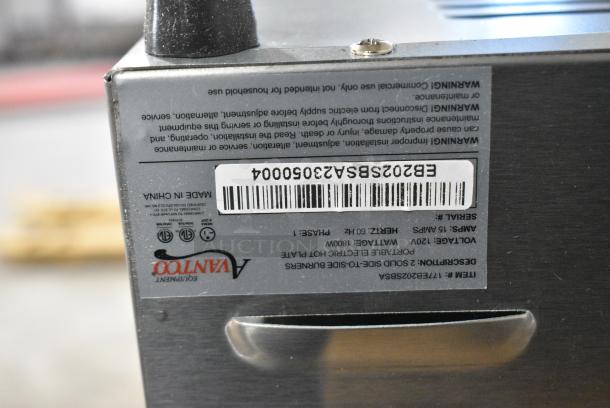 BRAND NEW SCRATCH AND DENT! Avantco 177EB202SBSA Double Burner Solid Top Stainless Steel Portable Electric Side-by-Side Hot Plate. 120 Volts, 1 Phase. - Image 9 of 9