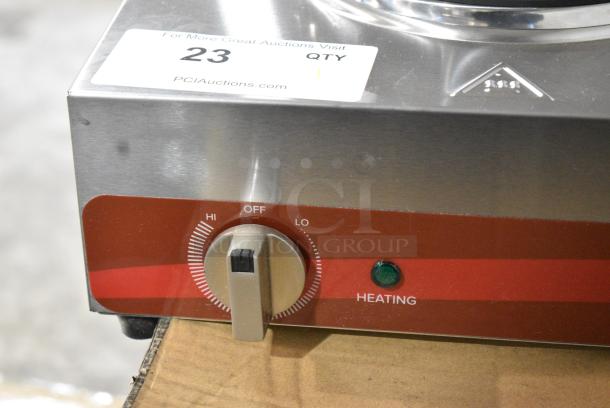 BRAND NEW SCRATCH AND DENT! Avantco 177EB202SBSA Double Burner Solid Top Stainless Steel Portable Electric Side-by-Side Hot Plate. 120 Volts, 1 Phase. - Image 3 of 7