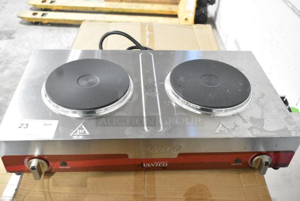 BRAND NEW SCRATCH AND DENT! Avantco 177EB202SBSA Double Burner Solid Top Stainless Steel Portable Electric Side-by-Side Hot Plate. 120 Volts, 1 Phase. - Image 5 of 7