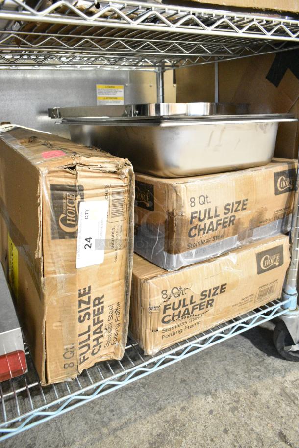 4 BRAND NEW SCRATCH AND DENT! Choice 100FOLDCHAFE Economy 8 Qt. Full Size Stainless Steel Chafer with Folding Frame. 4 Times Your Bid! - Image 2 of 6