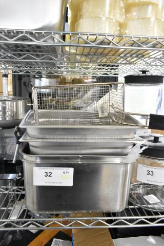 16 BRAND NEW SCRATCH AND DENT! Items Including Stainless Steel Drop In Bins, Metal Fry Basket and 9 Knives. 16 Times Your Bid!