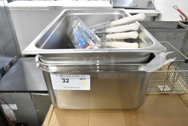16 BRAND NEW SCRATCH AND DENT! Items Including Stainless Steel Drop In Bins, Metal Fry Basket and 9 Knives. 16 Times Your Bid! - Image 6 of 7