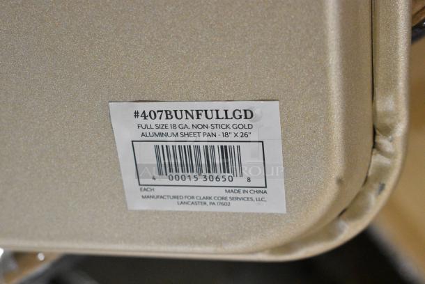 4 BRAND NEW SCRATCH AND DENT! Items Including 407BUNFULLGD Baker's Lane Full Size 18 Gauge Non-Stick 18" x 26" Gold Wire in Rim Aluminum Bun / Sheet Pan / Tray, 407BUNFULL Choice Full Size 18" x 26" 19 Gauge Wire in Rim Aluminum Bun Pan / Sheet Pan. 4 Times Your Bid! - Image 5 of 8