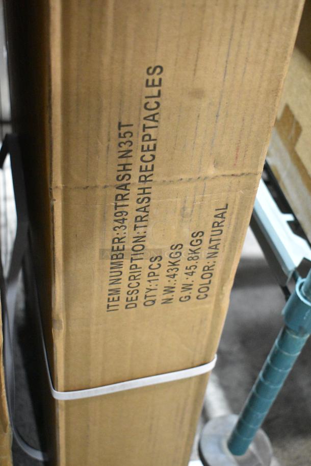 2 BRAND NEW SCRATCH AND DENT! Lancaster Table & Seating 349TRASHN35T  Waste 35 Gallon Natural Receptacle Enclosure with "THANK YOU" Swing Door. 2 Times Your Bid! - Image 2 of 4