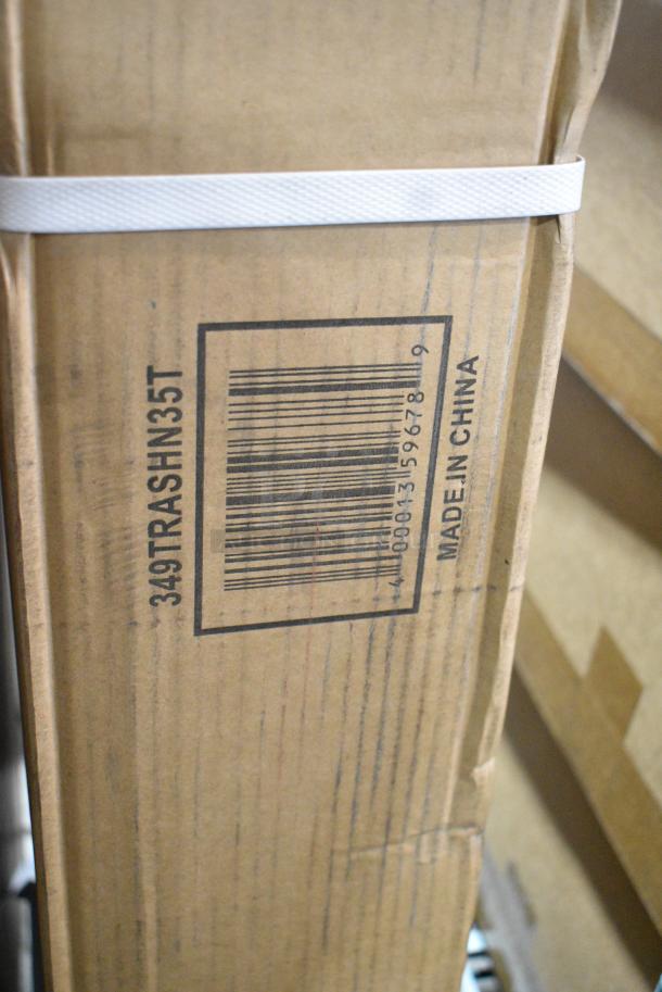2 BRAND NEW SCRATCH AND DENT! Lancaster Table & Seating 349TRASHN35T  Waste 35 Gallon Natural Receptacle Enclosure with "THANK YOU" Swing Door. 2 Times Your Bid! - Image 3 of 4