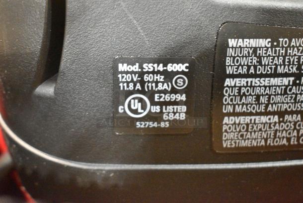 BRAND NEW SCRATCH AND DENT! Shop Vac SS14-600C Wet Dry Vac Vacuum Cleaner. 120 Volts, 1 Phase. Tested and Working! - Image 4 of 4