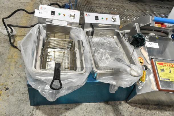 BRAND NEW SCRATCH AND DENT! 2024 Cooking Performance Group CPG 351EF302 Stainless Steel 30 lb. Dual Tank Heavy-Duty Electric Countertop Fryer w/ 2 Metal Fry Baskets. 208/240 Volts. - Image 1 of 7