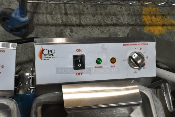 BRAND NEW SCRATCH AND DENT! 2024 Cooking Performance Group CPG 351EF302 Stainless Steel 30 lb. Dual Tank Heavy-Duty Electric Countertop Fryer w/ 2 Metal Fry Baskets. 208/240 Volts. - Image 3 of 7